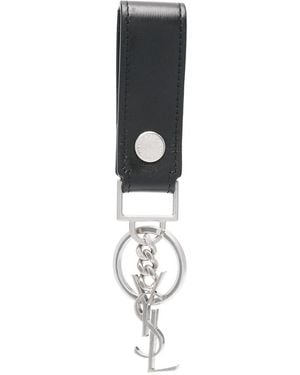 Saint Laurent Monogram Leather Keyring - Black