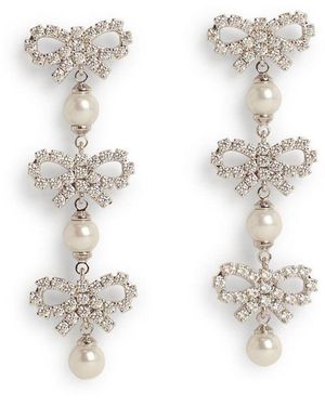Self-Portrait Women Micro Bow Tiered Pearl Earrings