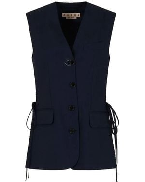 Marni Wool Waistcoat With Side Slits - Blue