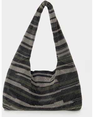 Kara Crystal Mesh Armpit Hobo Bag - Black