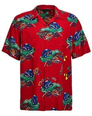 Polo Ralph Lauren Climbing-Print Camp Shirt - Red