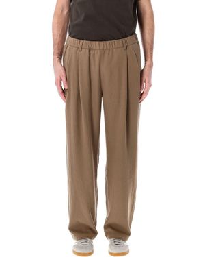 Dime Pleated Twill Pants - Brown