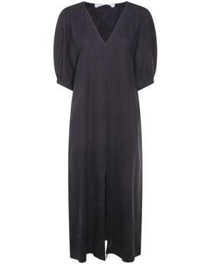 Malo Linen Dress - Black