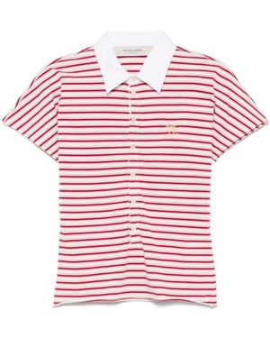 Golden Goose Natalia Slim Fit Striped Cotton Polo Shirt - Pink