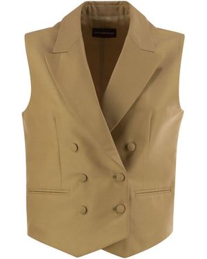 MVP WARDROBE Double-Breasted Cotton And Silk Waistcoat - Green
