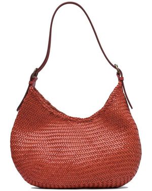 Dragon Diffusion Luna Mezza 3Mm Diagonal Moon Shape Hobo 35X27X7 Cm - Red