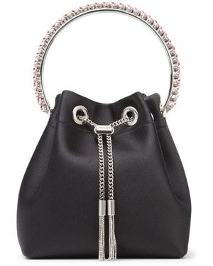 Jimmy Choo 'Bon Bon' Mini Handbag With Metal Crystal Bracelet Handle - Black