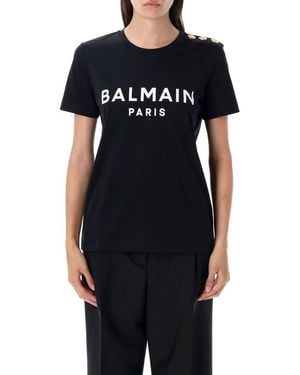 Balmain Tshirt 3 Btn Logo - Black