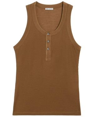 【AMI PARIS】ROUND COLLAR TANK SHIRT◆UTK215CO0062 AMI Paris Round Collar Tank Shirt in Black | FWRD