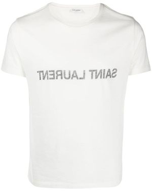 Saint Laurent Logo Cotton T-Shirt - White