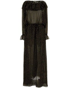 Bode Embroidered Silk Blend Stadium Dress - Black