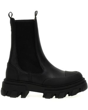 Ganni Leather Ankle Boots - Black