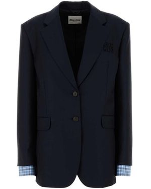 Miu Miu Navy Blue Wool Oversize Blazer