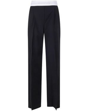 Alexander Wang High Waisted Pleated Pant With Logo Elastic - Blue