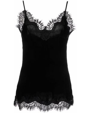 Gold Hawk Lace-Trim Sleeveless Top - Black