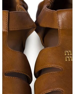 Miu Miu Allacciate Nappa Aviator - Brown