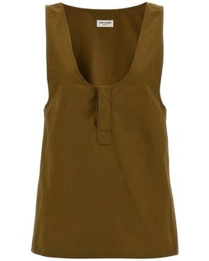 Saint Laurent 'Henley' Tank Top - Green