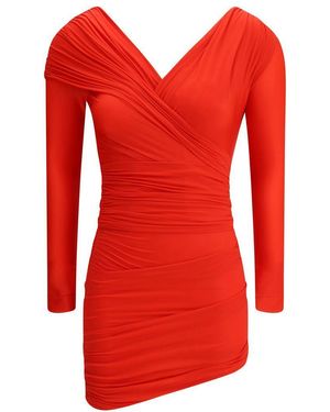 ワンピースその他 Balenciaga Draped mini dress in red jersey Balenciaga Draped Mini Dress in Red | Lyst
