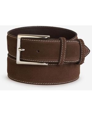 Bontoni Suede Leather Belt - Brown