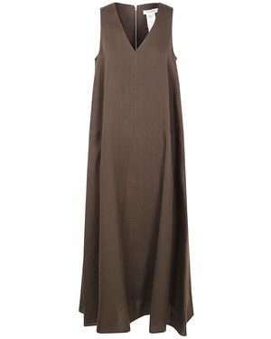 Max Mara Simeon Linen Sleevesless Dress in White | Lyst