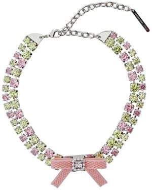 YVMIN X SHUSHU TONG Necklace With All-Over Gemstone Embellishments And Bow Detail - Metallic