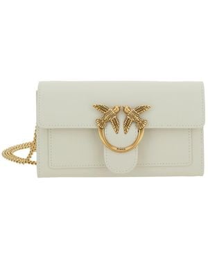 Pinko 'Love One Wallet' Crossbody Bag With Love Birds Detail - White