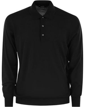 Fedeli Virgin Wool Polo Shirt - Black