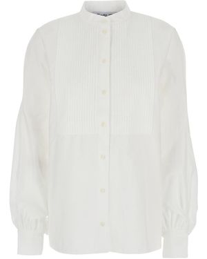 SOSUE 'Antonia' Blouse With Mandarin Collar And Striped Details - White