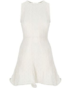 MSGM Crinkled Cotton Blend Short Dress - White