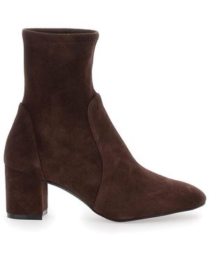 Stuart Weitzman 'Yuliana' Ankle Boots With Medium Block Heel - Brown