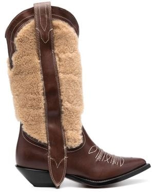 Sonora Boots Embroidered Leather Texan Boots - Brown
