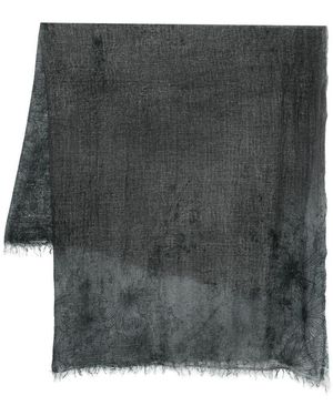 Avant Toi Daisy Print Scarf With Fringes 140X140 Accessories - Black