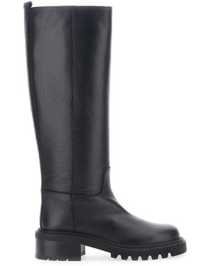 ロングブーツ VIA ROMA 15 FW25 STIVALE CON CUCITURE (4177 PSYKE) ワイドシャフトミドルヒールロングブーツ（ブーツ）｜SESTO