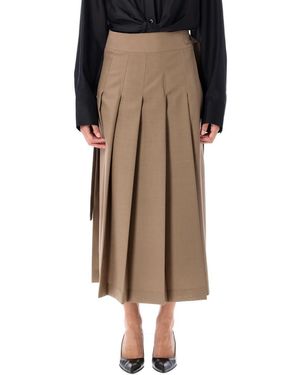 スカート Rohe Pleated midi skirt in khaki A-line suede skirt– Róhe
