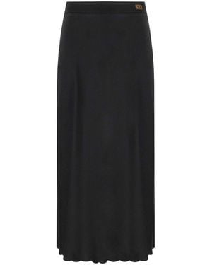 Elisabetta Franchi Satin Midi Skirt - Black