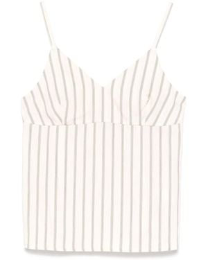 Seventy Cream Top With Stripes Pattern - White