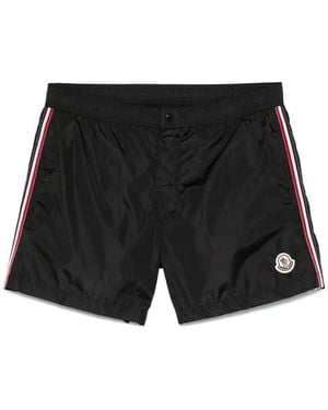 Moncler Tricolour-Trimmed Swim Shorts - Black