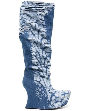 MASHA POPOVA Denim Heel Boots - Blue