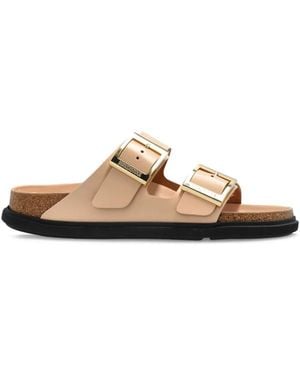 Birkenstock Arizona Droplet Buckle Shiny Leather Sandals Shoes - White