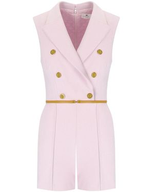 Elisabetta Franchi Quarzo Curry Short Jumpsuit With Buttons - Pink