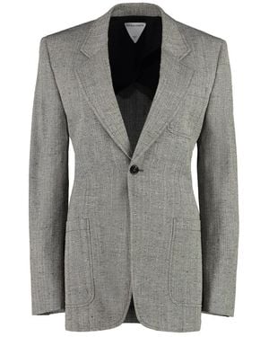 Bottega Veneta Melange Sand Viscose Blend Blazer in White | Lyst