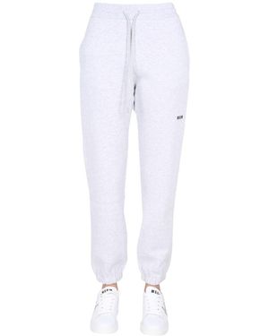 MSGM Jogging Pants With Logo Print - White