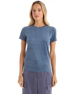 The Noli Shop Amaya Suede T-Shirt - Blue