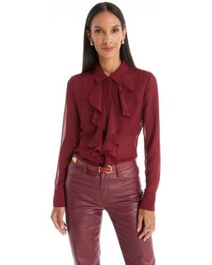 The Noli Shop Georgia Semi-Sheer Blouse - Red