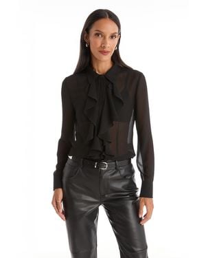 The Noli Shop Georgia Semi-Sheer Blouse - Black
