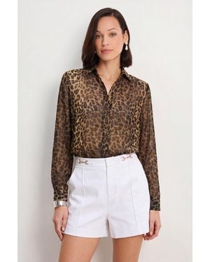 The Noli Shop Ana Chiffon Blouse - Brown