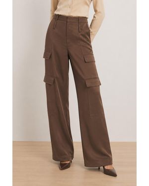 The Noli Shop Milan Satin Cargo Pant - Brown