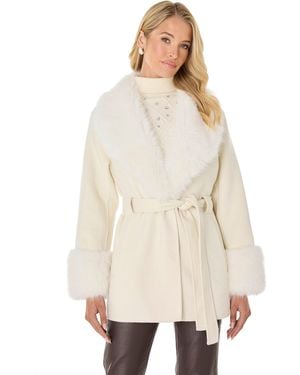 The Noli Shop Isabel Fur Trim Coat - Natural