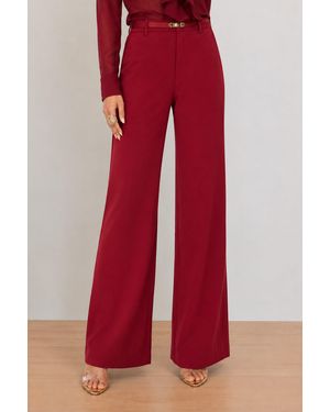 The Noli Shop Martina Belted Trouser - Red