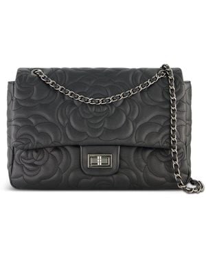 The Noli Shop Alessia Rose Embossed Leather Bag - Black
